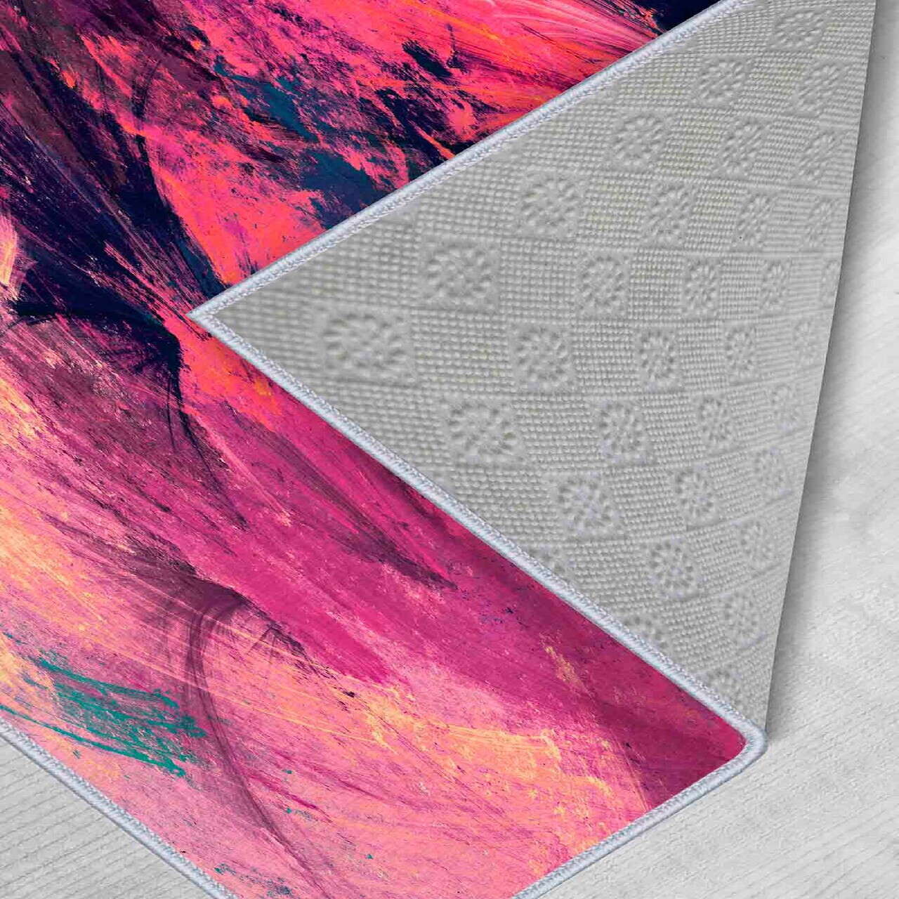 Covor, Wooylk0090, 100x400 cm, Turcoaz / Alb / Portocaliu / Fucsia / Mov — imaginea 3