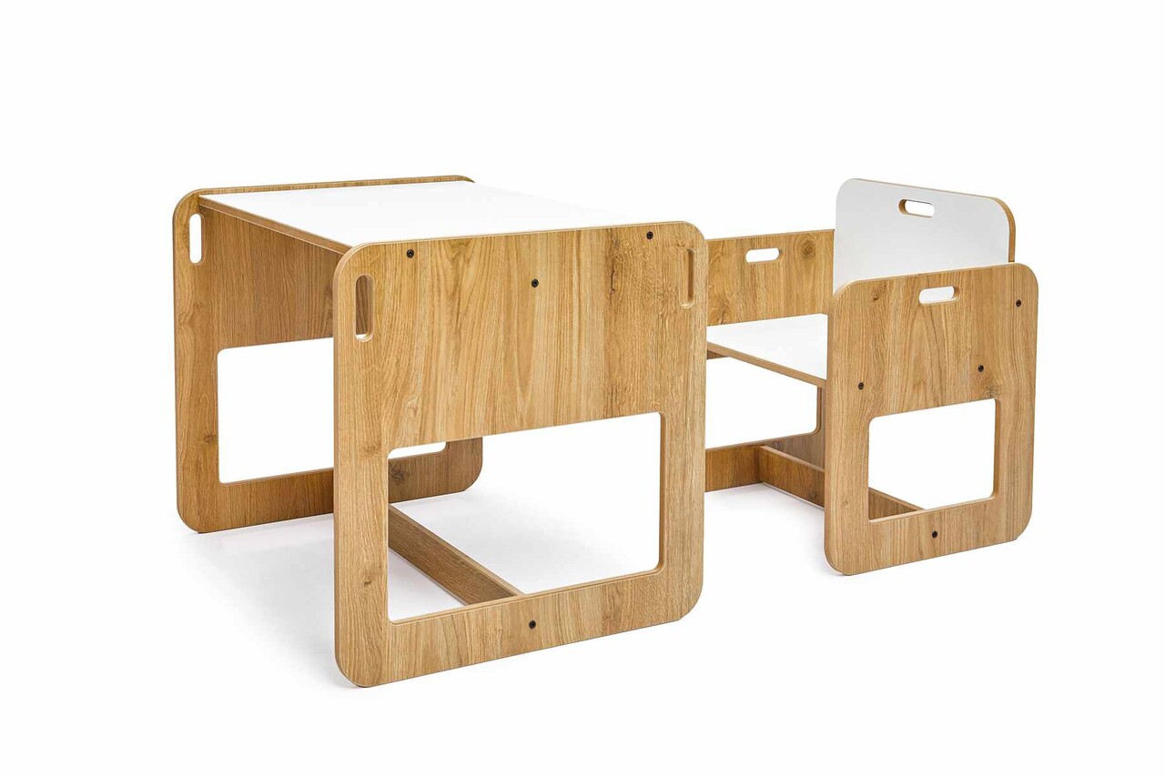Set masa si scaun pentru copii, Hanah Home, Dove, Alb / Natural - view 2