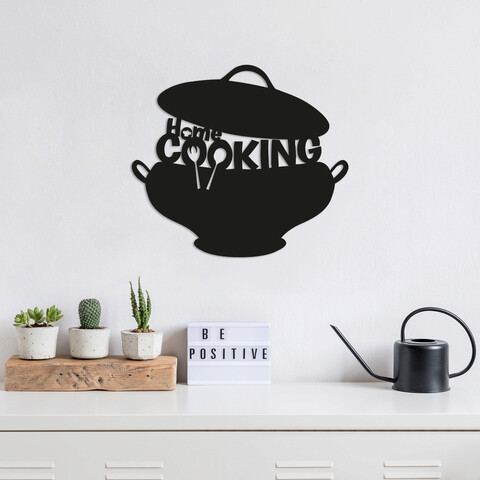 Decoratiune de perete, cooking, metal, dimensiune: 45 x 40 cm, negru