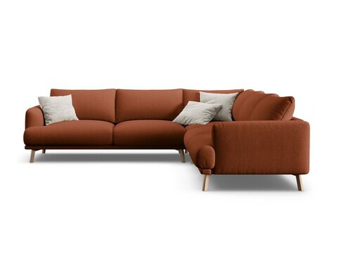 Coltar simetric 5 locuri, Naomi, Micadoni Home, 280x280x75 cm, tesatura structurata, caramiziu