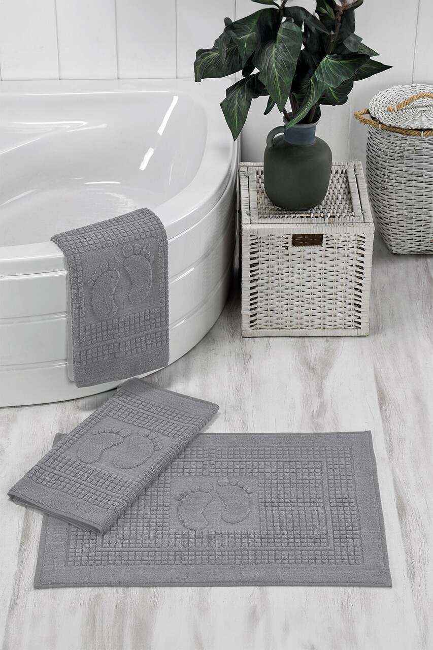 Set covorase de baie, Eponj Home, Orma, Bumbac, Gri