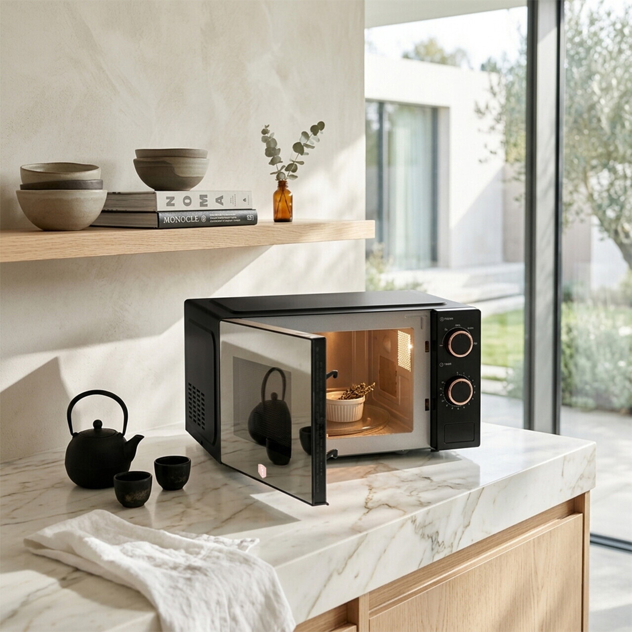 Cuptor cu microunde Berlinger Haus, Black Rose, 1100W, 20L, 44.5x24.2x32.5 cm, negru/argintiu - imagine 2
