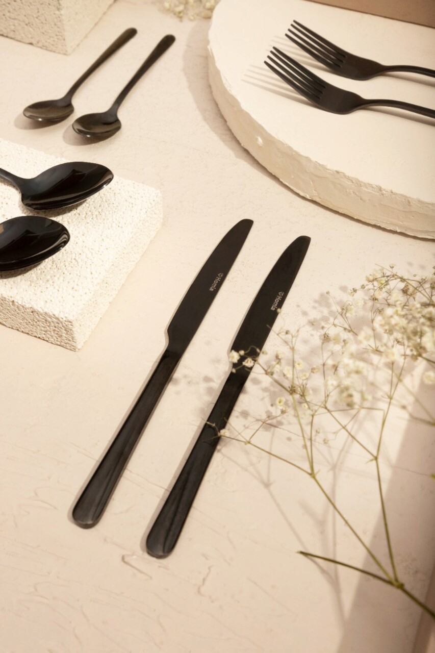 Set tacamuri 24 piese Lugano, Homla, inox 18/0, negru - imagine 13