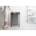Cos de gunoi cu soft touch, Brabantia, Bo Touch Matt Fingerprint Proof, 2x30 L, 31.2x54.5x81.5 cm, otel, argintiu