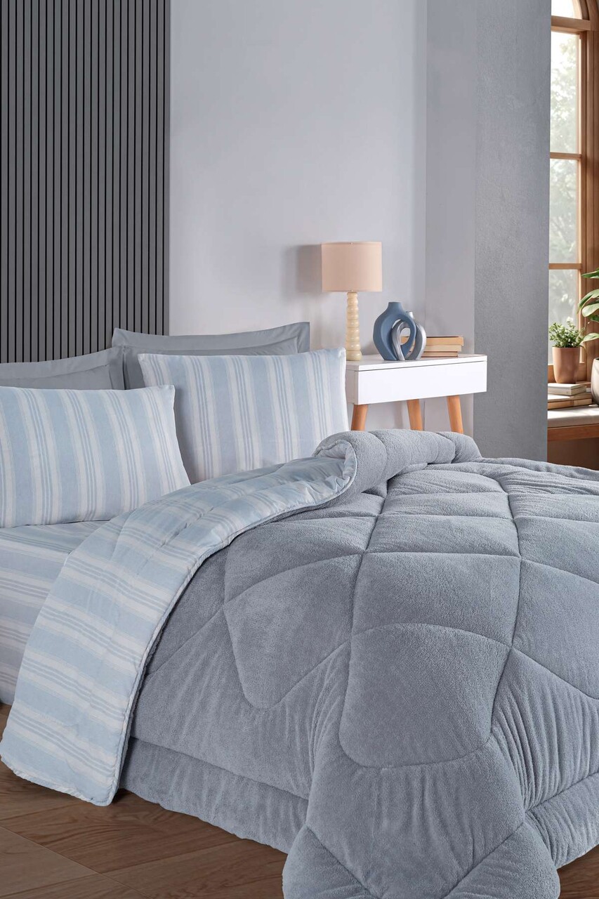 Set de dormit dublu, L'essentiel Maison, Soft Line, Gri - view 3