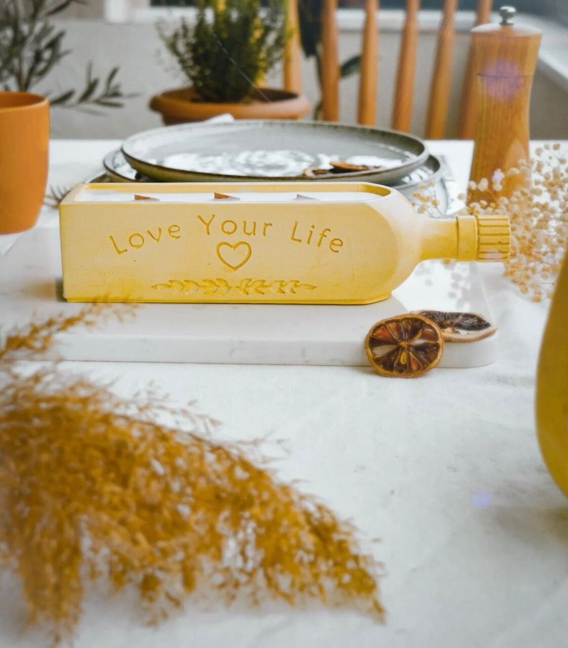 Lumanare, Ers1236, 25x6.5 cm, Galben - imagine 3