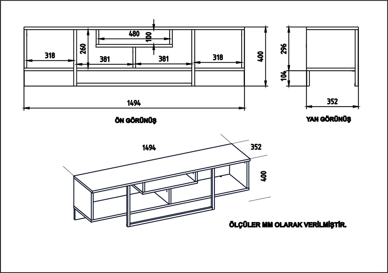 Comoda TV, Zena Home, Asal (150), PAL, Alb / Negru / Stejar