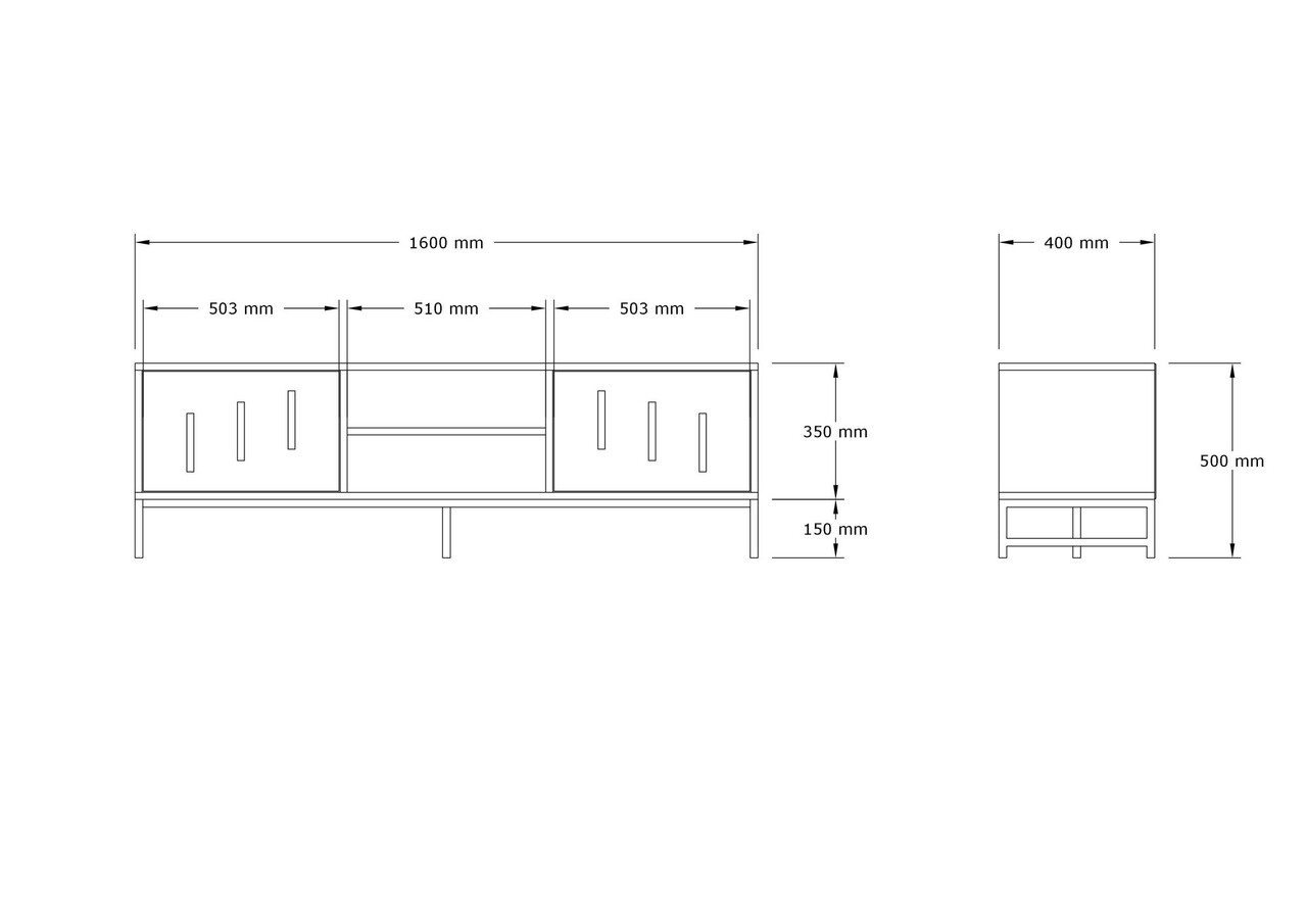 Comoda TV, Hanah Home, Shape, 160x50x40 cm, Maro - imagine 6