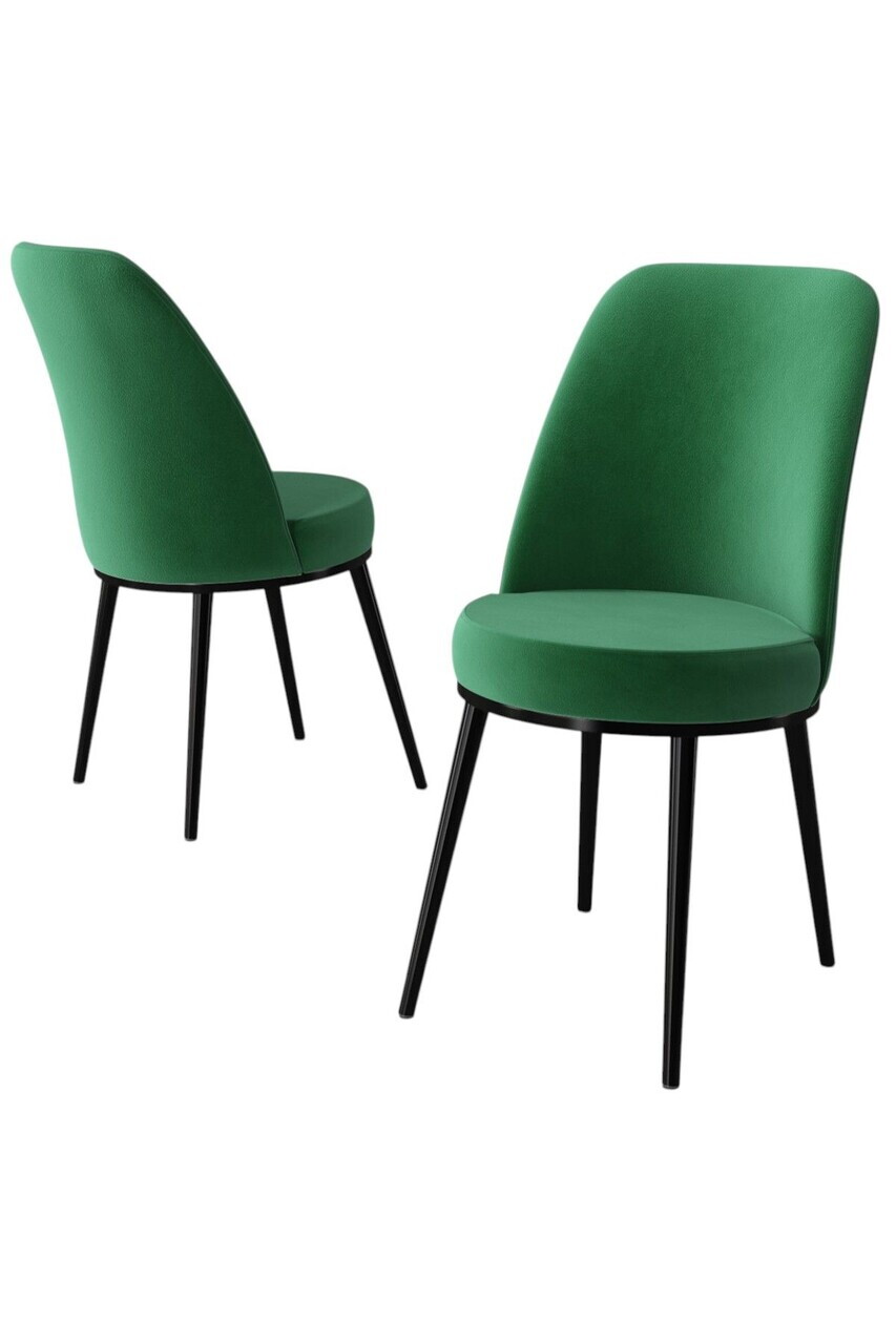 Set scaune 6 piese, Hanah Home, Jaxe, Verde Smarald / Negru — imaginea 2
