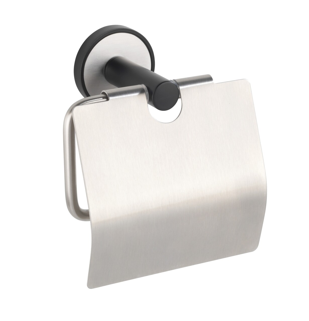Suport hartie igienica, Wenko, UV-Loc, Udine, 14.5 x 12.5 x 6.4 cm, inox, gri/negru - 1 | YEO