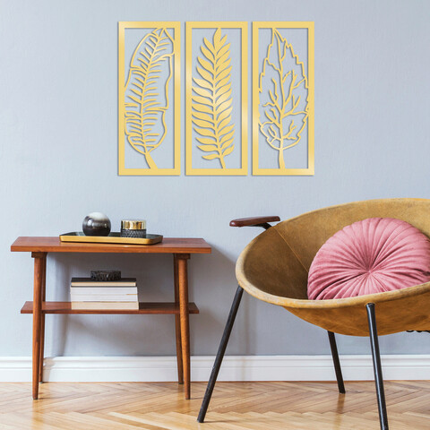 Decoratiune de perete, leaf, metal, dimensiune: 70 x 55 cm, auriu