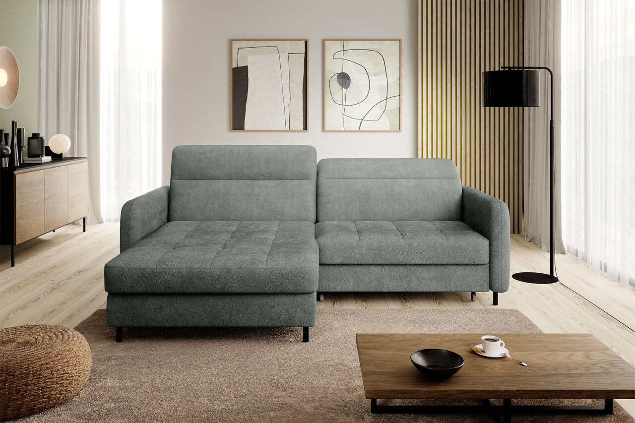 Coltar extensibil stanga 3 locuri ELTAP, LT-100TOU, Gomsi, 228x165x100 cm, lemn/poliester, verde - 1 | YEO