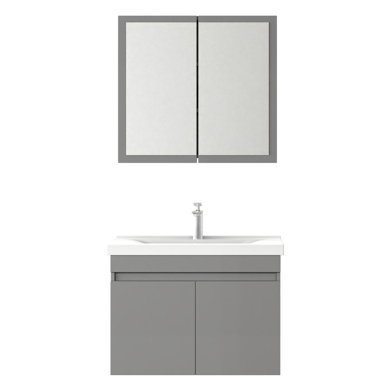 Set mobilier de baie (2 piese), Hanah Home, Foresta 80, Gri Mat - view 5