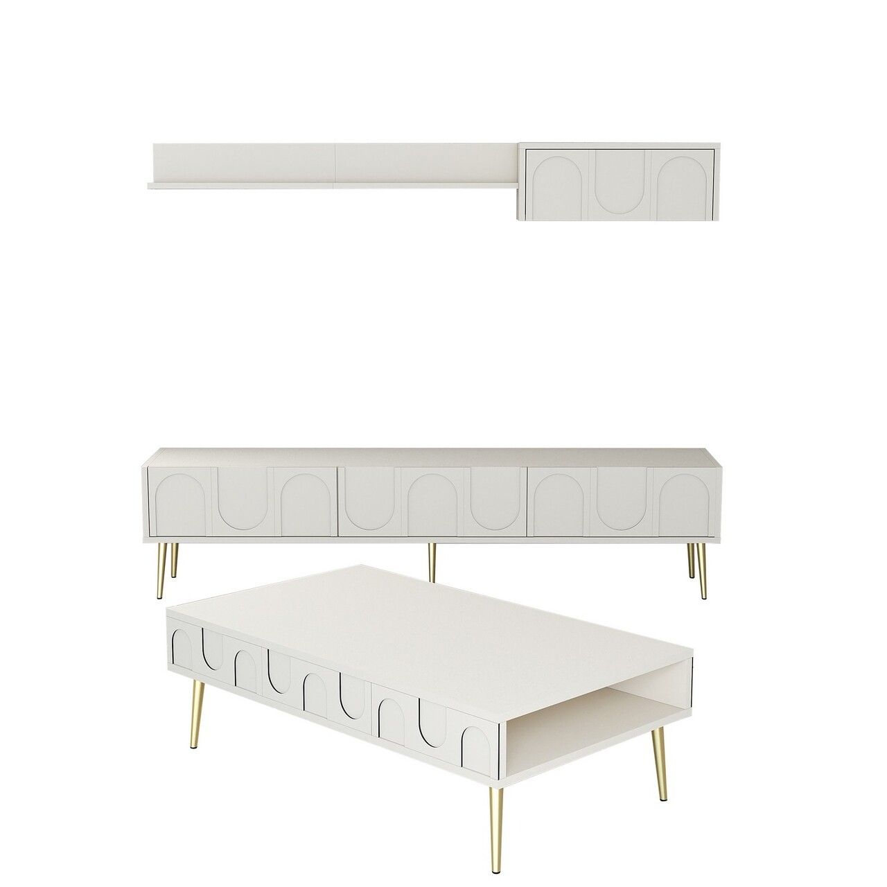 Set mobilier living, Hanah Home, Lyon 3, Crem / Aur - imagine 4
