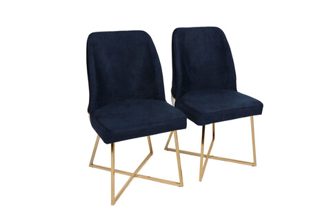 Set scaune (2 bucăți), Nmobb , Madrid 138, Metal, Auriu / Albastru închis 138