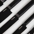 Set 5 cutite + suport Masterset, Homla, lemn/inox, negru