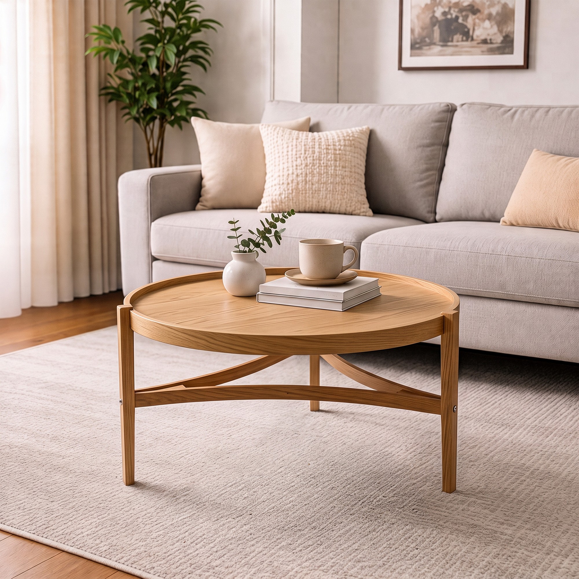 Masuta de cafea, Hanah Home, Ren 100, 100x46x100 cm, LEMN MASIV DE STEJAR, Stejar