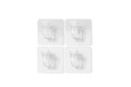 Set 4 cleme pentru agatat cu autoadeziv Compactor, 4.5 x 4.5 x 1.2 cm, plastic, transparent
