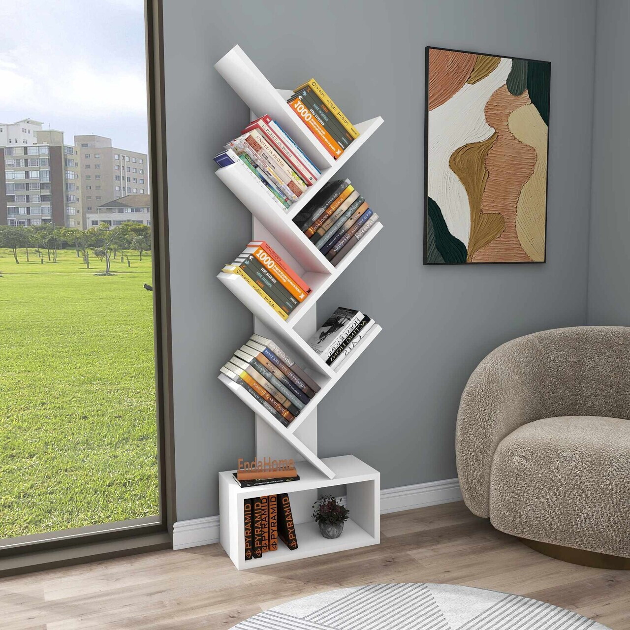 Corp biblioteca, Hanah Home, Erine, 40x140x21.6 cm, Alb