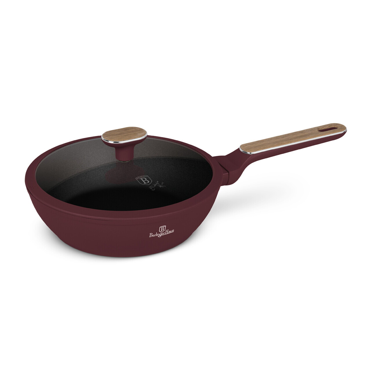 Tigaie adanca cu capac Berlinger Haus, Leonardo Nordic, 24 cm, 2.3 L, aluminiu forjat, visiniu mat - imagine 6