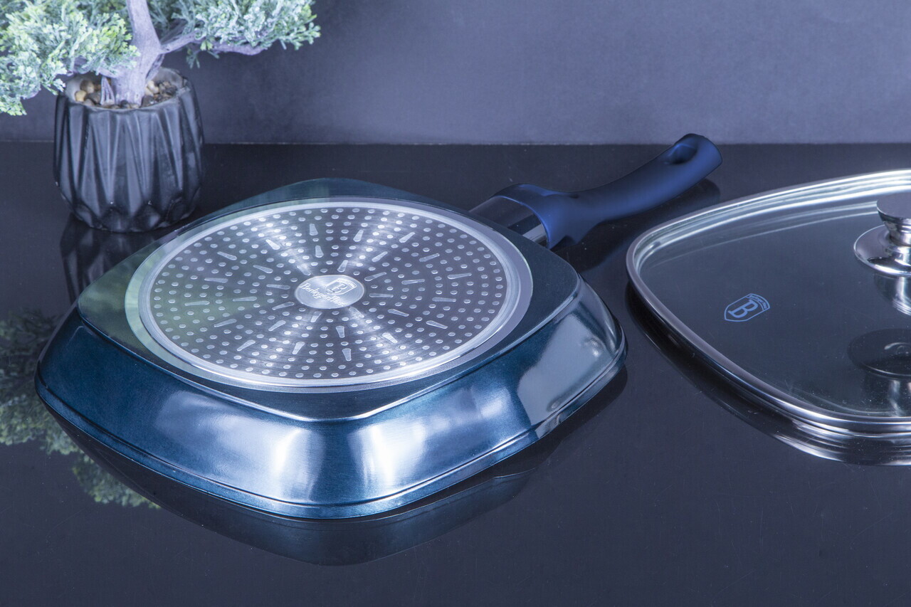 Tigaie grill cu capac Berlinger Haus, Aquamarine, 28 cm, 2.1 L, aluminiu forjat, blue - imagine 7
