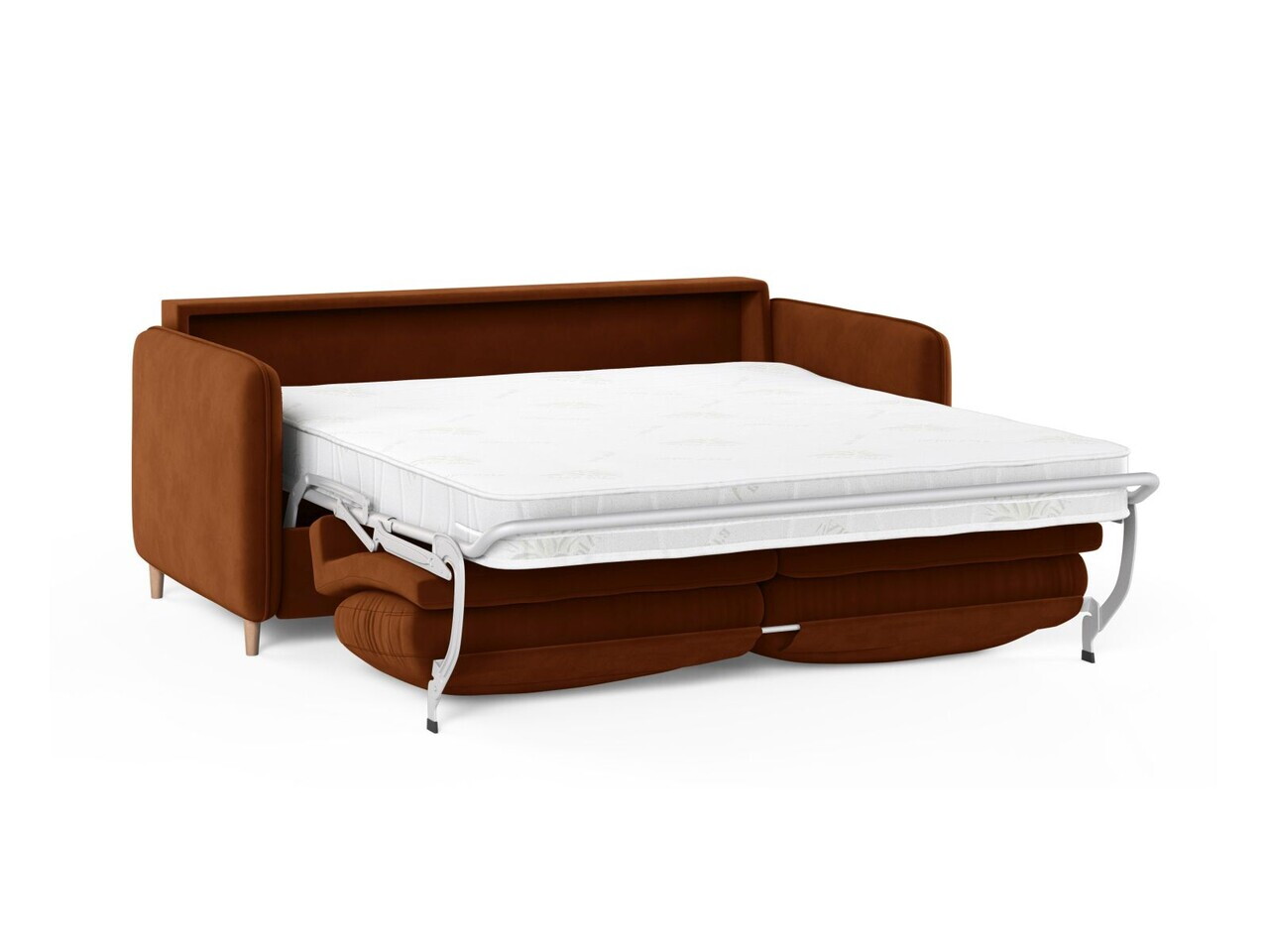 Canapea extensibila 3 locuri, Simo, Micadoni Home, 184x102x95 cm, catifea, teracota — imaginea 4