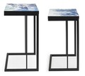 Set 2 masute de cafea Reef, Bizzotto, 40.5x30x56 cm/45.5x33x62.5 cm, otel/MDF, albastru