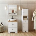 Set Dulap de Baie cu Chiuvetă și Oglindă (3 Piese), Hanah Home, 2409, MDF-LAM, Alb mat