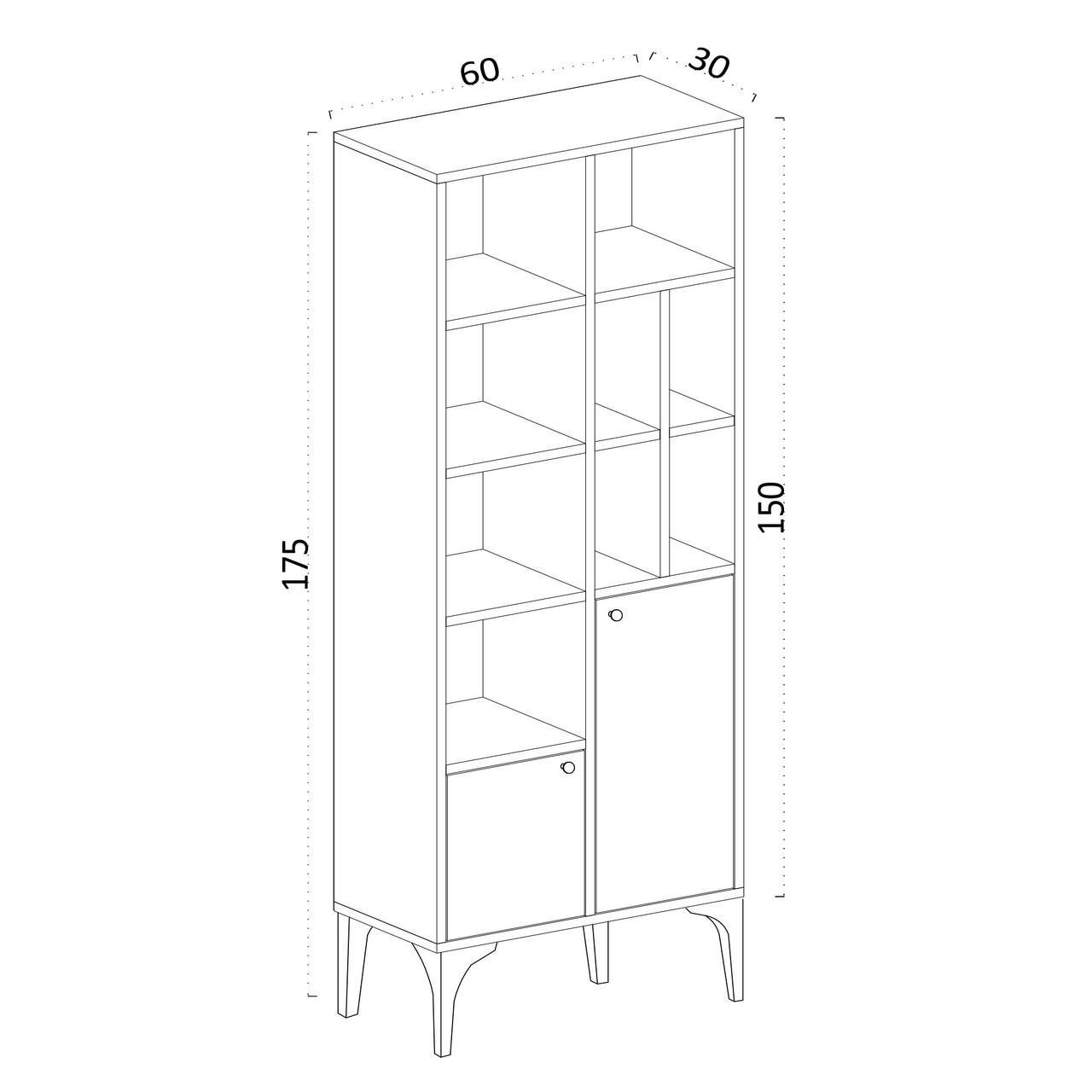 Corp biblioteca, Emerald, Regulus, 60x175x30 cm, Alb