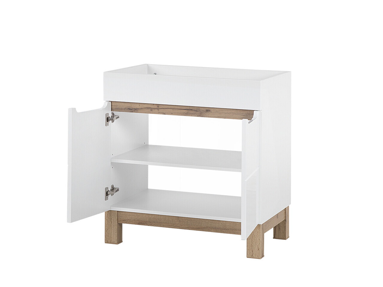 Set mobilier baie Bali White Lava 80 cm 840, dulap inalt si masca cu lavoar, Comad, MDF/PAL, alb - view 5