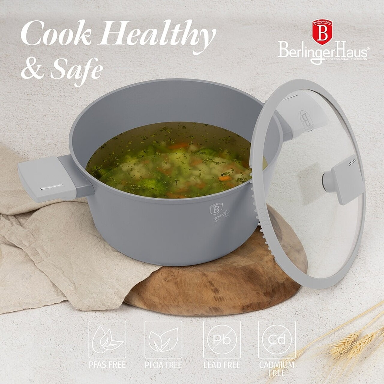 Set pentru gatit Berlinger Haus, Aspen, 15 piese, aluminiu forjat, gri mat - imagine 5