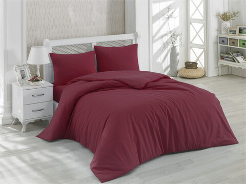 Lenjerie de pat dubla, maroon v2, patik, bumbac ranforce