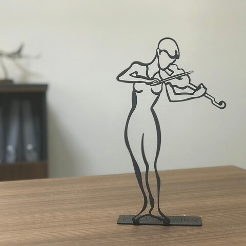 Decoratiune, violinist pod, 19x30 cm, metal, negru