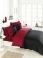 Lenjerie de pat dubla, 100% bumbac satinat, Beverly Hills Polo Club, rosu/negru