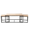 Masuta de cafea Maya, Homla, 110x60x45cm/50x50x40 cm, lemn/otel, natur/negru
