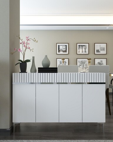 Consola, Hanah Home, Swiss, 120x80x29.6 cm, PAL , Alb / Argintiu