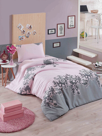 Lenjerie de pat pentru o persoana, rodez - powder, eponj home, 65% bumbac/35% poliester