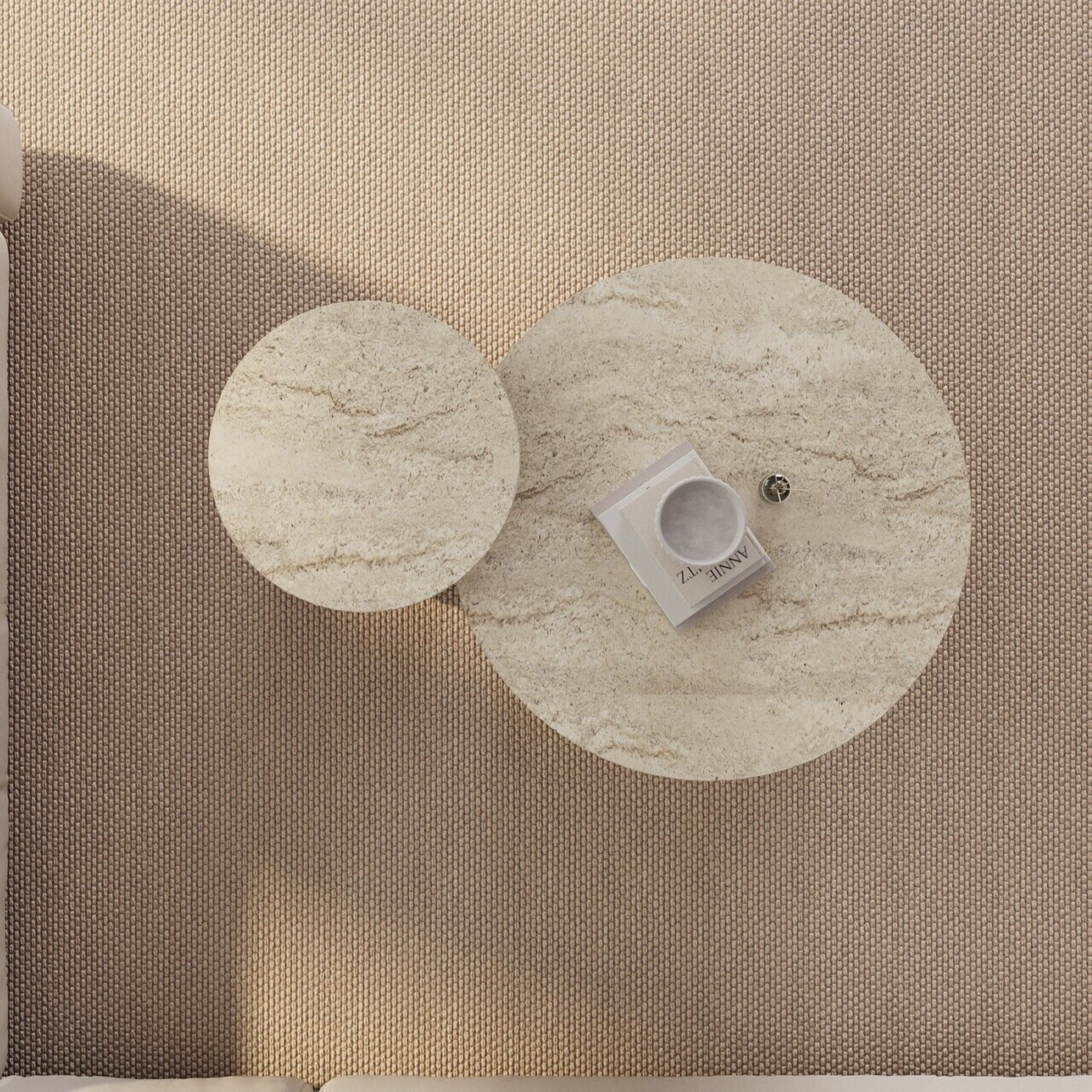 Set masute de cafea, Hanah Home, Penti, Travertin / Nuc — imaginea 3