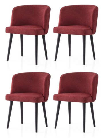 Set scaune 4 piese, Nmobb, Soft, Negru/Rosu