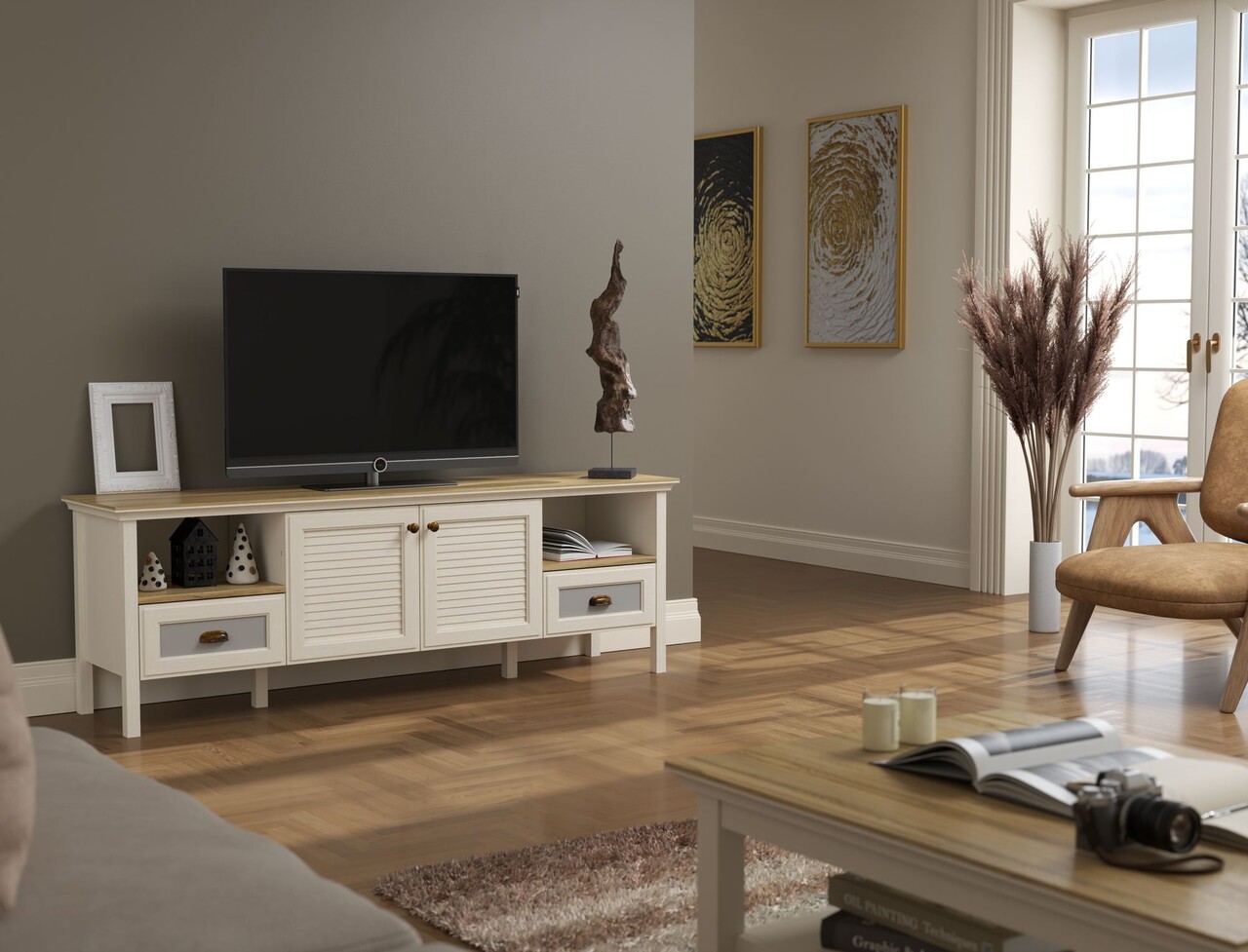 Comoda TV, Hanah Home, FRN-21025, 180.9x61.6x44.2 cm, PAL, Crem / Stejar / Gri - view 5
