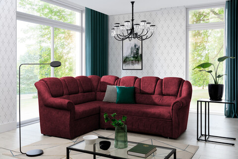 Coltar extensibil stanga 3 locuri ELTAP, LII-091, Lord II, 243x195x112 cm, lemn/poliester, rosu inchis