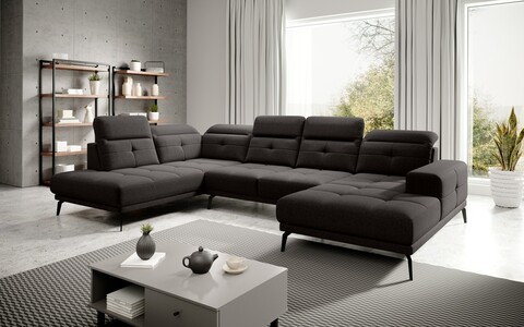 Coltar stanga 6 locuri ELTAP, LT-22FL, Bretan, 350x205x107 cm, lemn/poliester, maro inchis