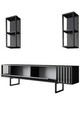 Comoda TV, Bexley, Chrome Line, 180x30x48 cm, PAL, Antracit / Negru
