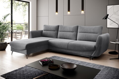 Coltar extensibil stanga 3 locuri ELTAP, LT-06SO, Silva, 276x201x100 cm, lemn/poliester, gri inchis