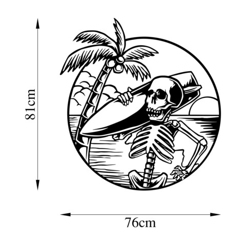 Decoratiune de perete, See Sad Skeletor, Metal, Dimensiune: 76 x 81 cm, Negru