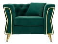 Fotoliu cu perna decorativa Emy, Mauro Ferretti, 104x83x76 cm, eucalipt/pin/catifea, verde/auriu
