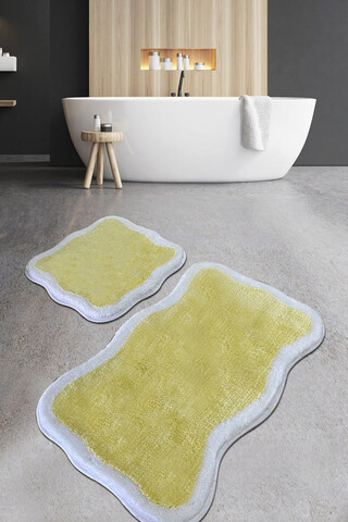 Set covoraș de baie (2 bucăți), chilai home, olaf, fibre acrilice, galben