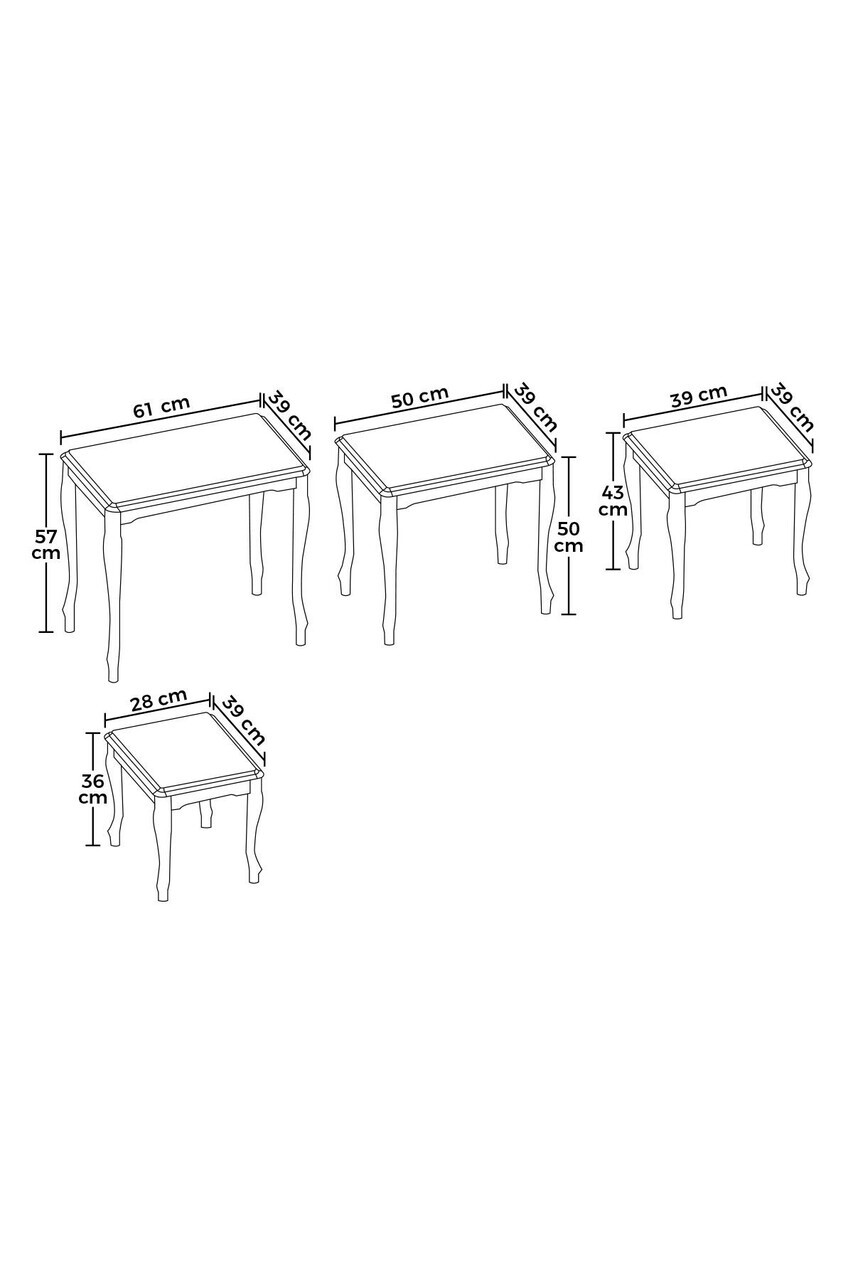 Set masute Nesting 4 piese, Hanah Home, Roma Avangart, Alb — imaginea 3