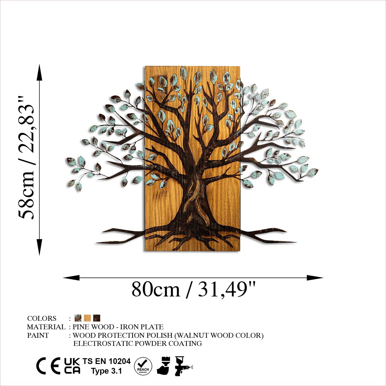 Decoratiune de perete, Willow, Dimensiune: 58 x 80 cm, Nuc / Maro - view 8