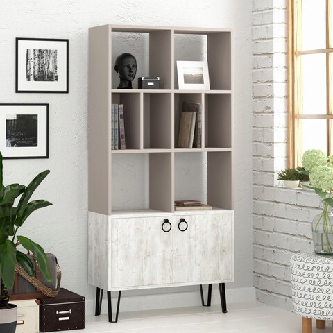 Corp biblioteca, Decortie, Bene, 80x166x30 cm, Mocha Decortie